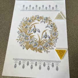 Рушник підсніжники срібні